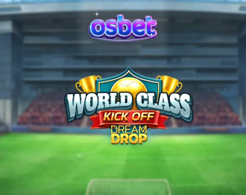 Tampilan visual retro stadion sepak bola dalam slot World Class Kick Off Dream Drop